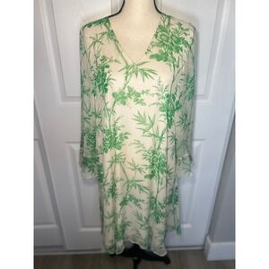 Essentiel Antwerp Silk‎ Green Toile Silverlyn Floral Bell Sleeve Dress Size 6 38
